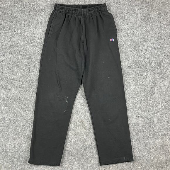 Champion Sweatpants Mens Large Black Elastic Waist Relaxed Fit Logo Casual - Picture 1 of 10